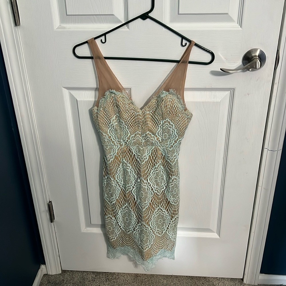 Lulus mint lace/sheer dress